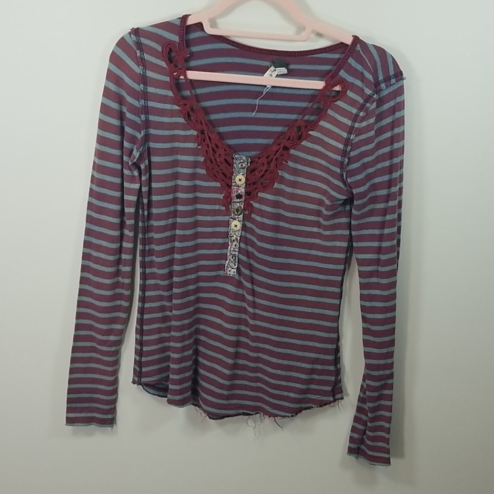 We The Free People Call Back Striped Henley S - Picture 3 of 9
